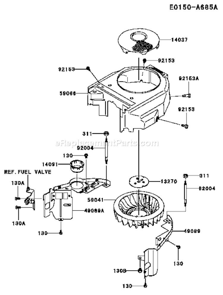 Page D Diagram and Parts List for FH480V AS24 Kawasaki Engine