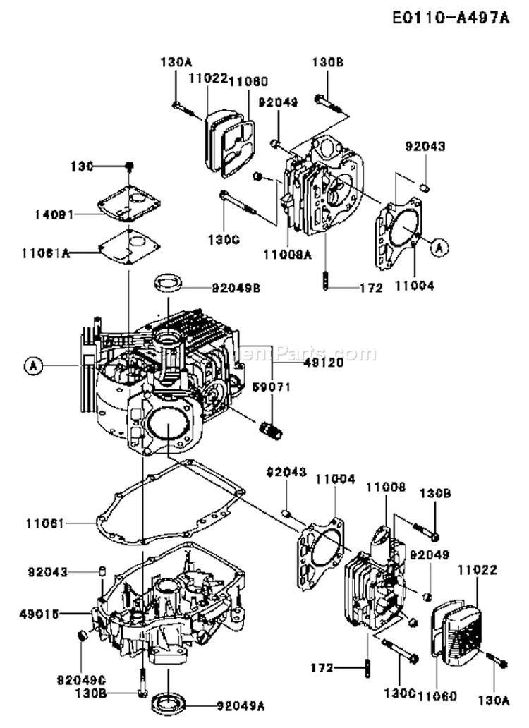 Page E Diagram and Parts List for FH480V AS24 Kawasaki Engine