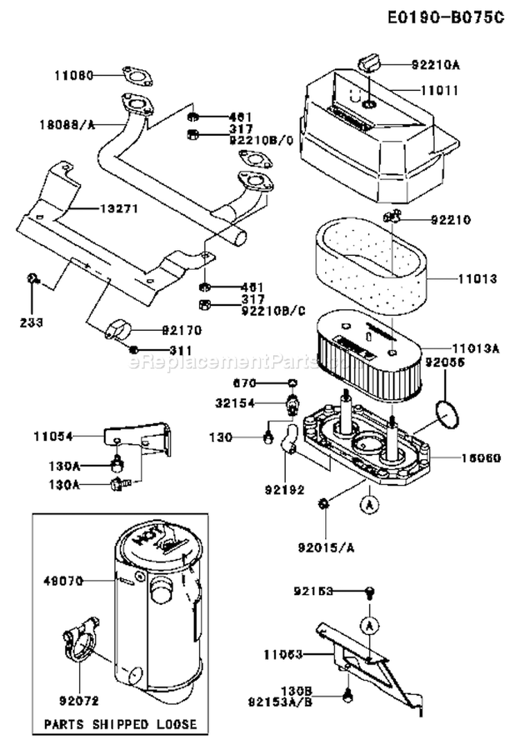 Page A Diagram and Parts List for FH480V CS22 Kawasaki Engine