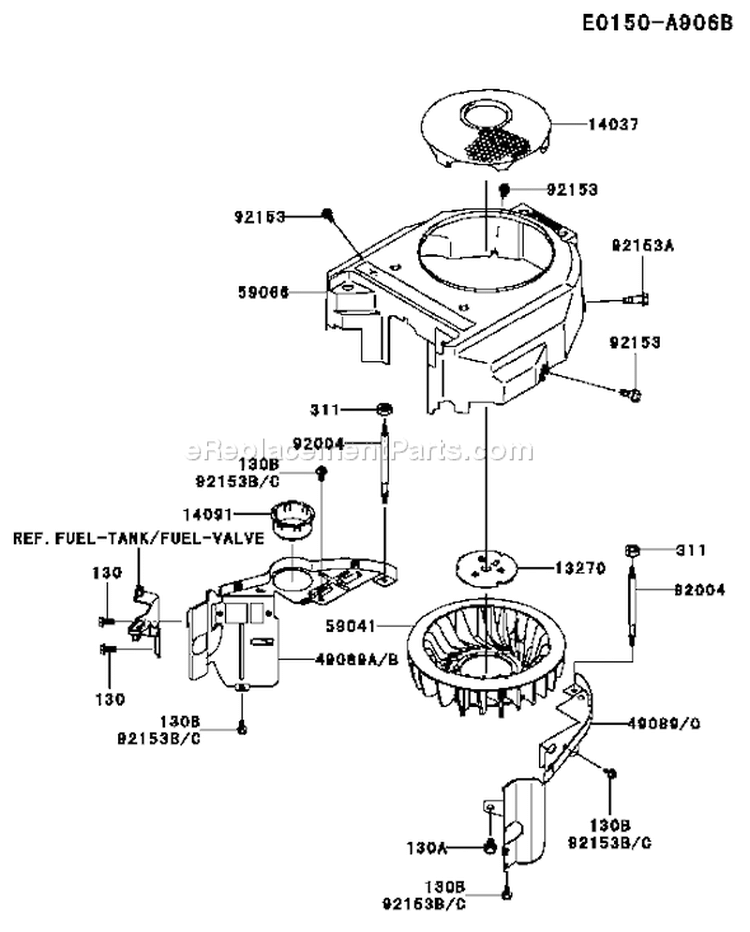 Page D Diagram and Parts List for FH480V CS22 Kawasaki Engine