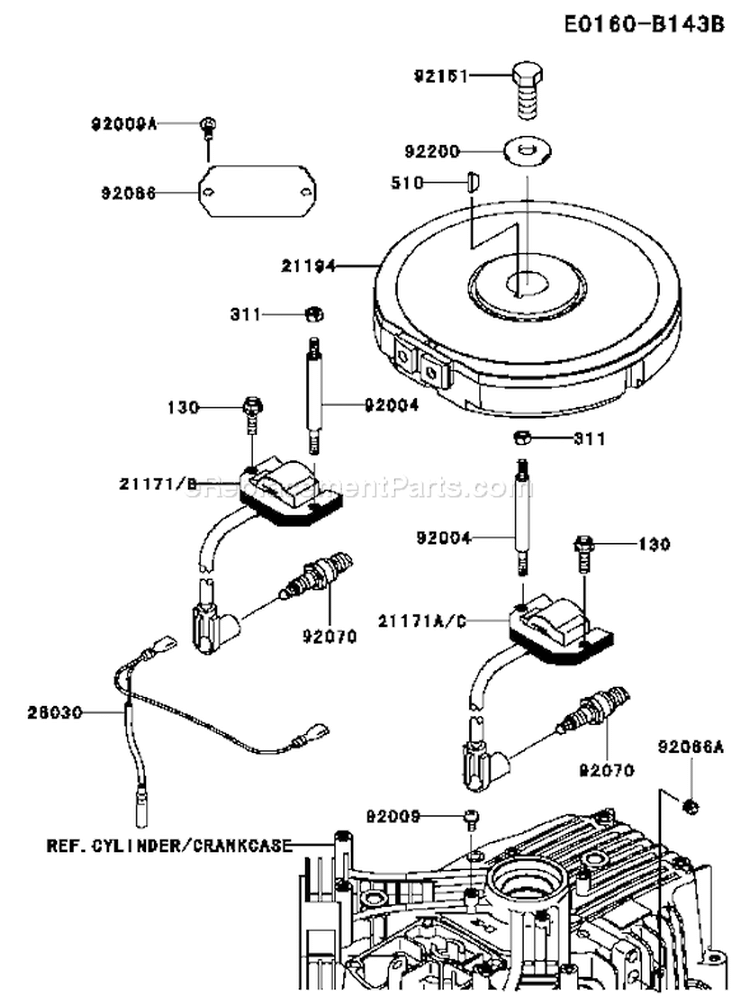 Page F Diagram and Parts List for FH480V CS22 Kawasaki Engine