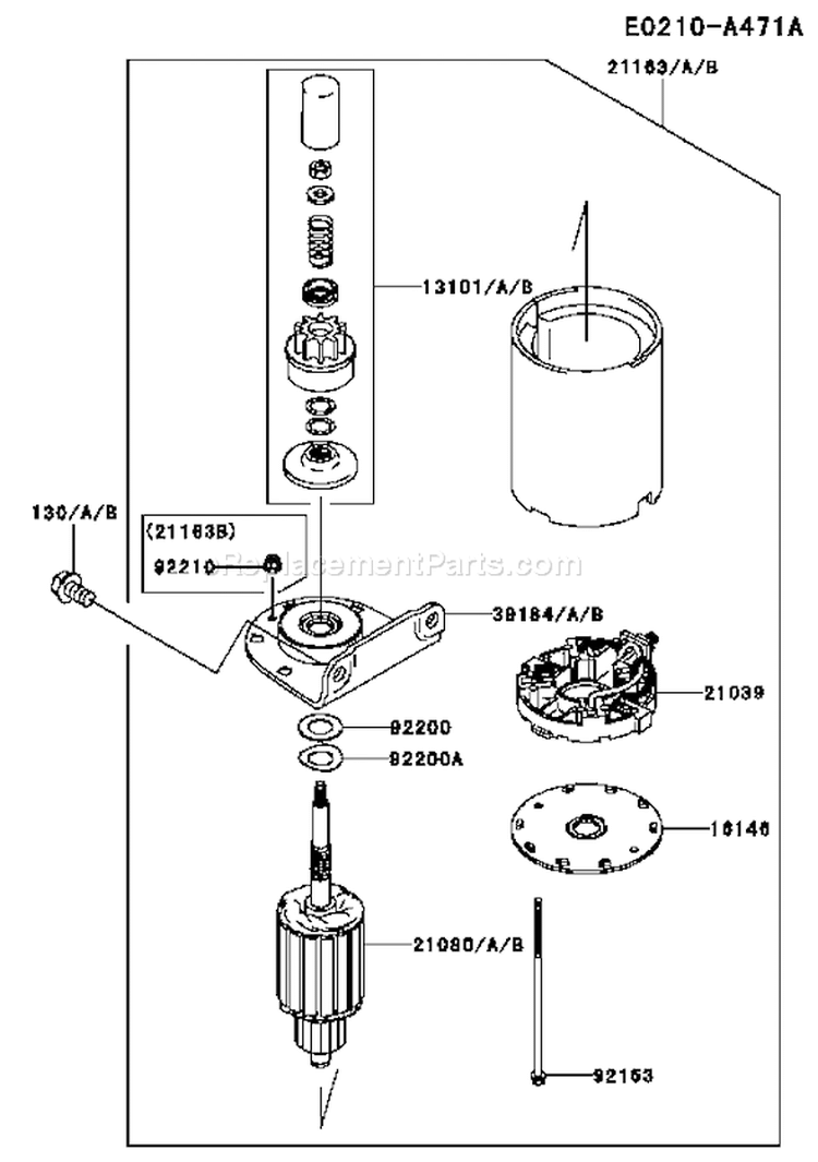 Page K Diagram and Parts List for FH480V DS20 Kawasaki Engine
