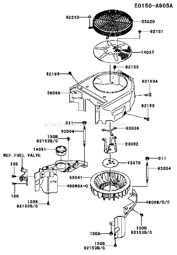 Page D Diagram and Parts List for FH480V DS20 Kawasaki Engine
