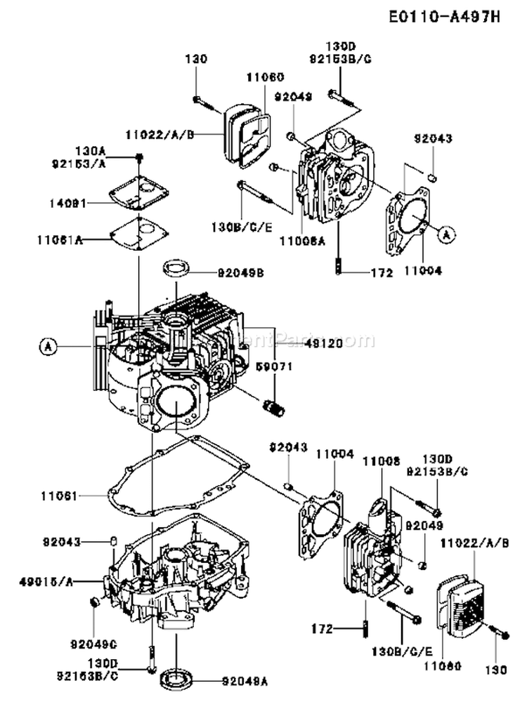 Page E Diagram and Parts List for FH480V DS21 Kawasaki Engine