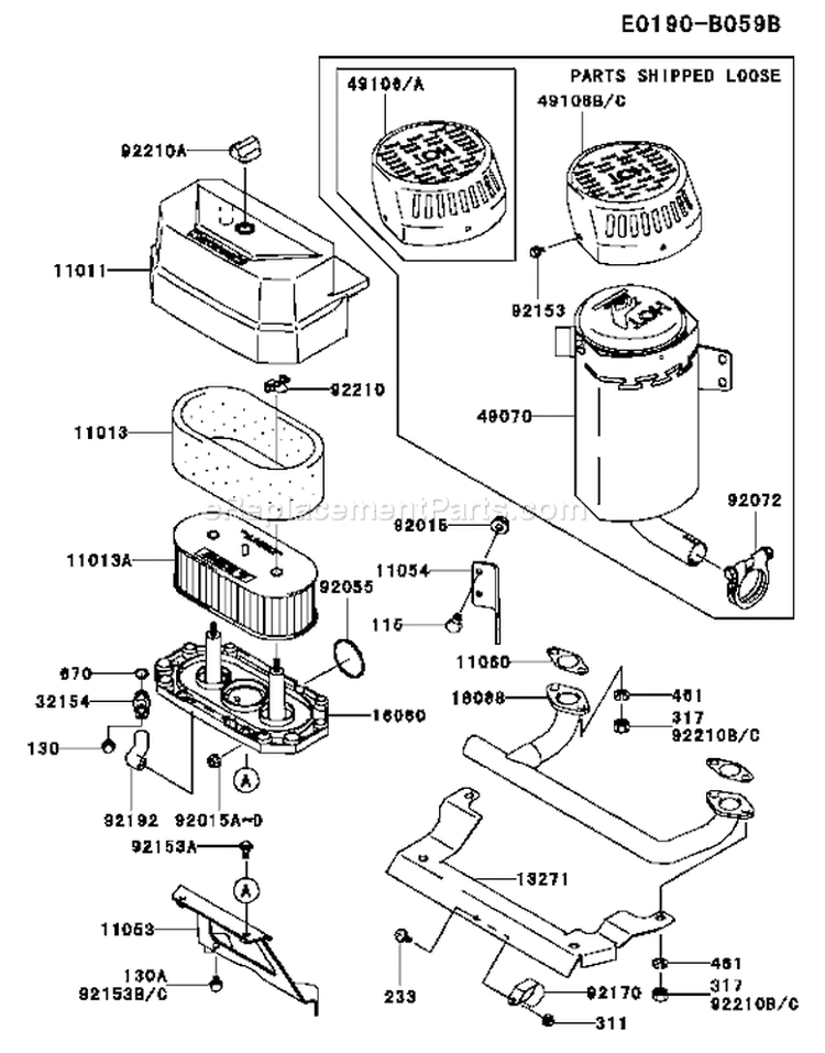 Page A Diagram and Parts List for FH480V DS24 Kawasaki Engine