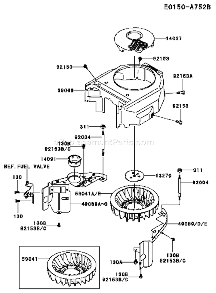 Page D Diagram and Parts List for FH480V DS24 Kawasaki Engine