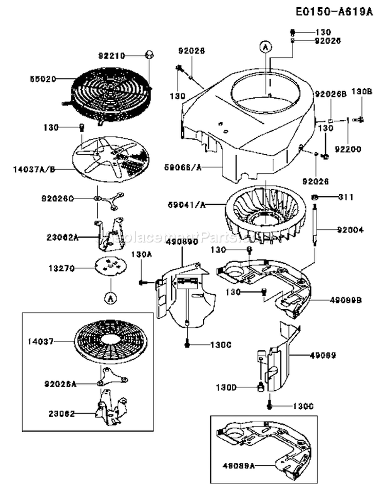 Page D Diagram and Parts List for FH500V AS01 Kawasaki Engine