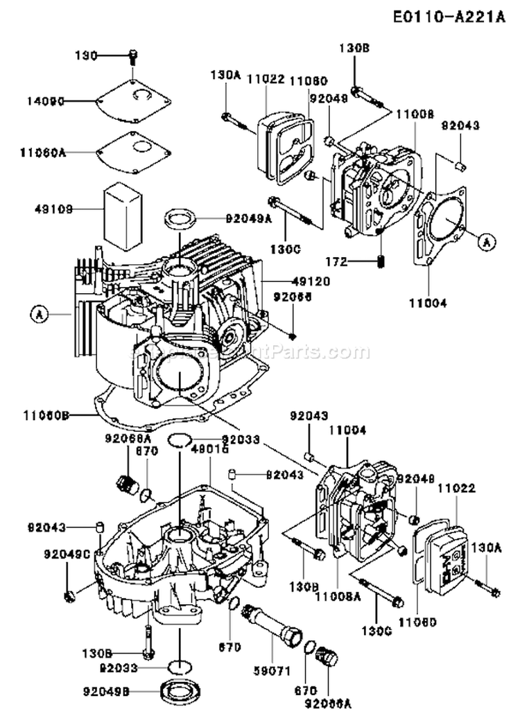 Page E Diagram and Parts List for FH500V AS05 Kawasaki Engine