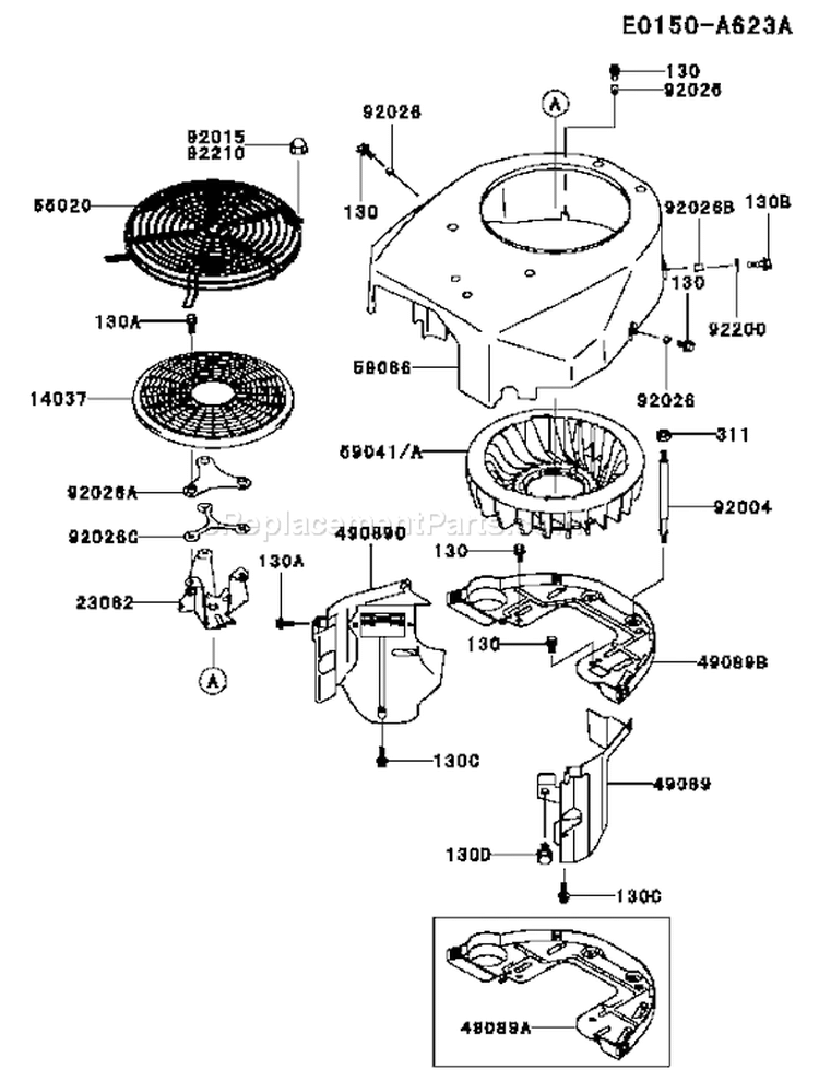 Page D Diagram and Parts List for FH500V AS07 Kawasaki Engine