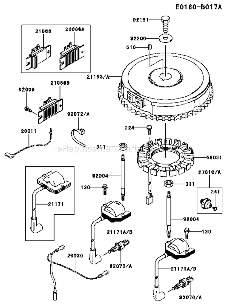 Page F Diagram and Parts List for FH500V AS07 Kawasaki Engine