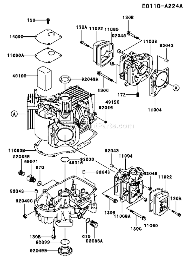 Page E Diagram and Parts List for FH500V AS08 Kawasaki Engine