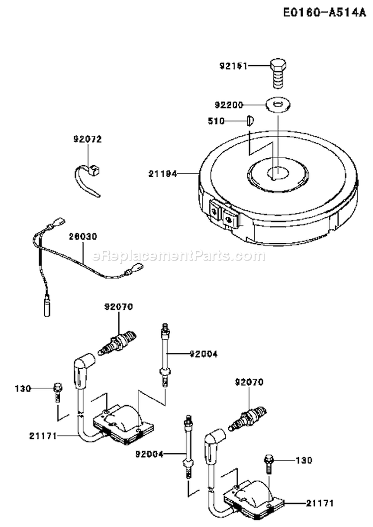 Page F Diagram and Parts List for FH500V AS08 Kawasaki Engine