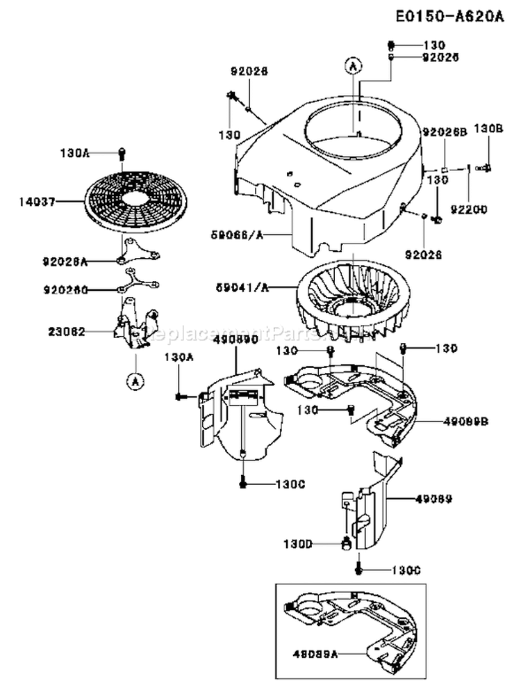 Page D Diagram and Parts List for FH500V AS12 Kawasaki Engine