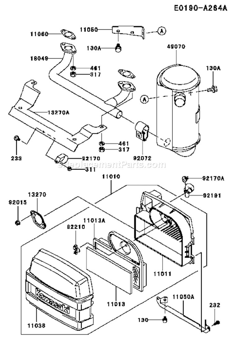 Page A Diagram and Parts List for FH500V AS02 Kawasaki Engine