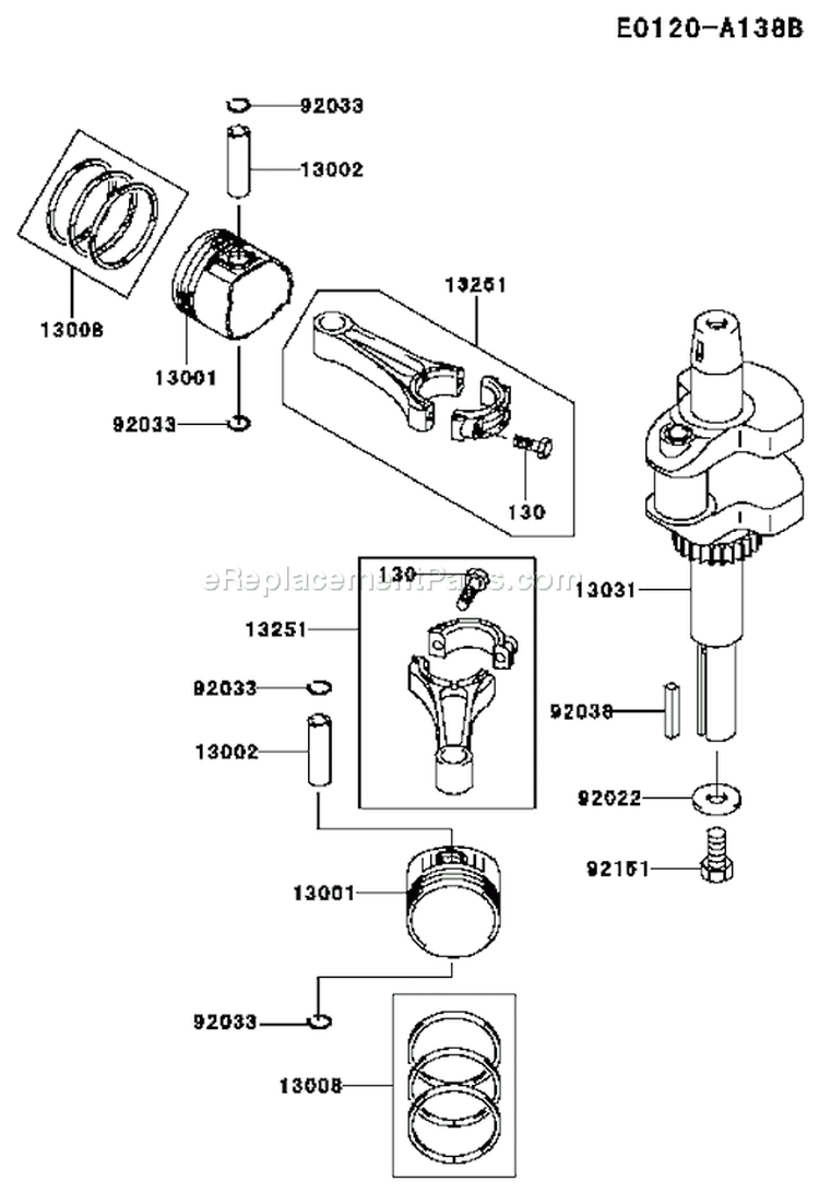 Page J Diagram and Parts List for FH500V AS13 Kawasaki Engine