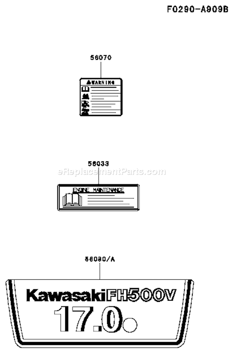 Page H Diagram and Parts List for FH500V AS15 Kawasaki Engine