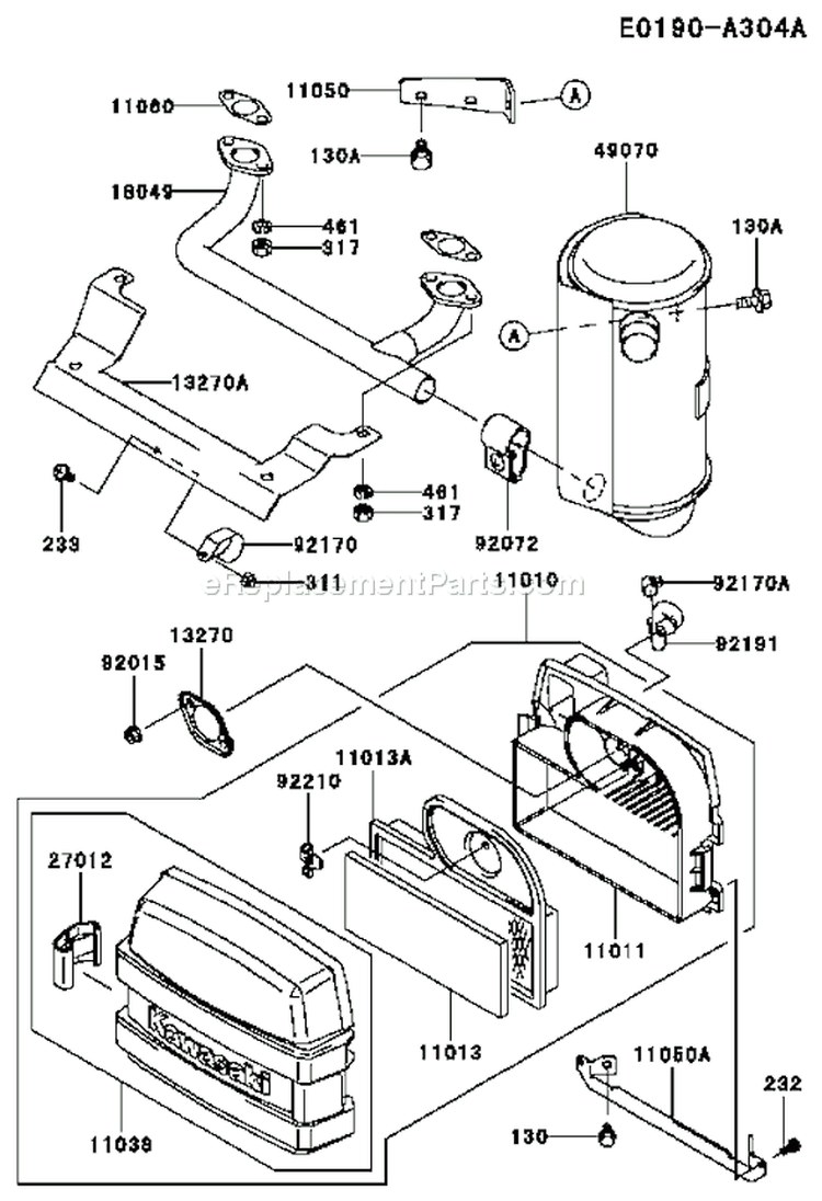 Page A Diagram and Parts List for FH500V AS17 Kawasaki Engine