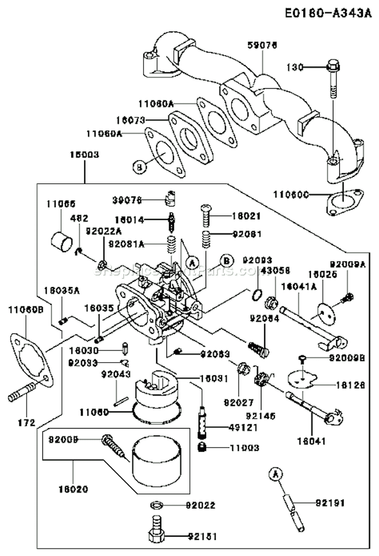 Page B Diagram and Parts List for FH500V AS18 Kawasaki Engine