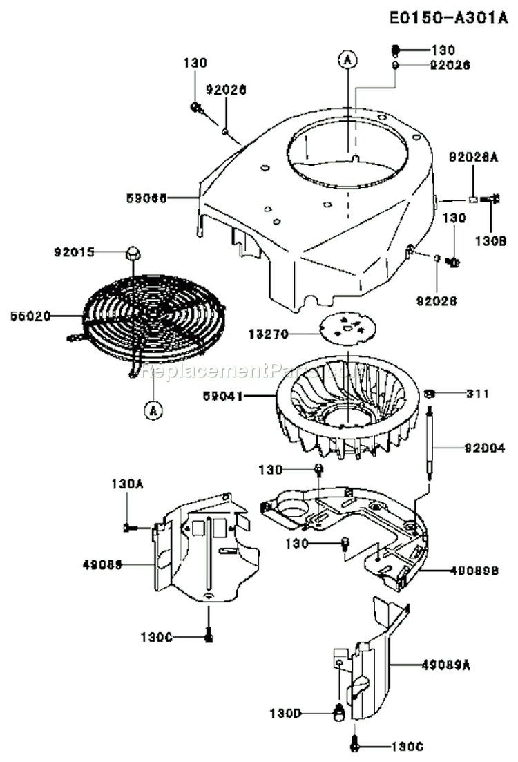 Page D Diagram and Parts List for FH500V AS18 Kawasaki Engine