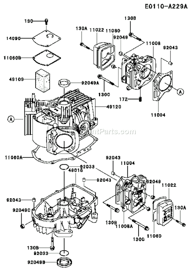 Page E Diagram and Parts List for FH500V AS18 Kawasaki Engine