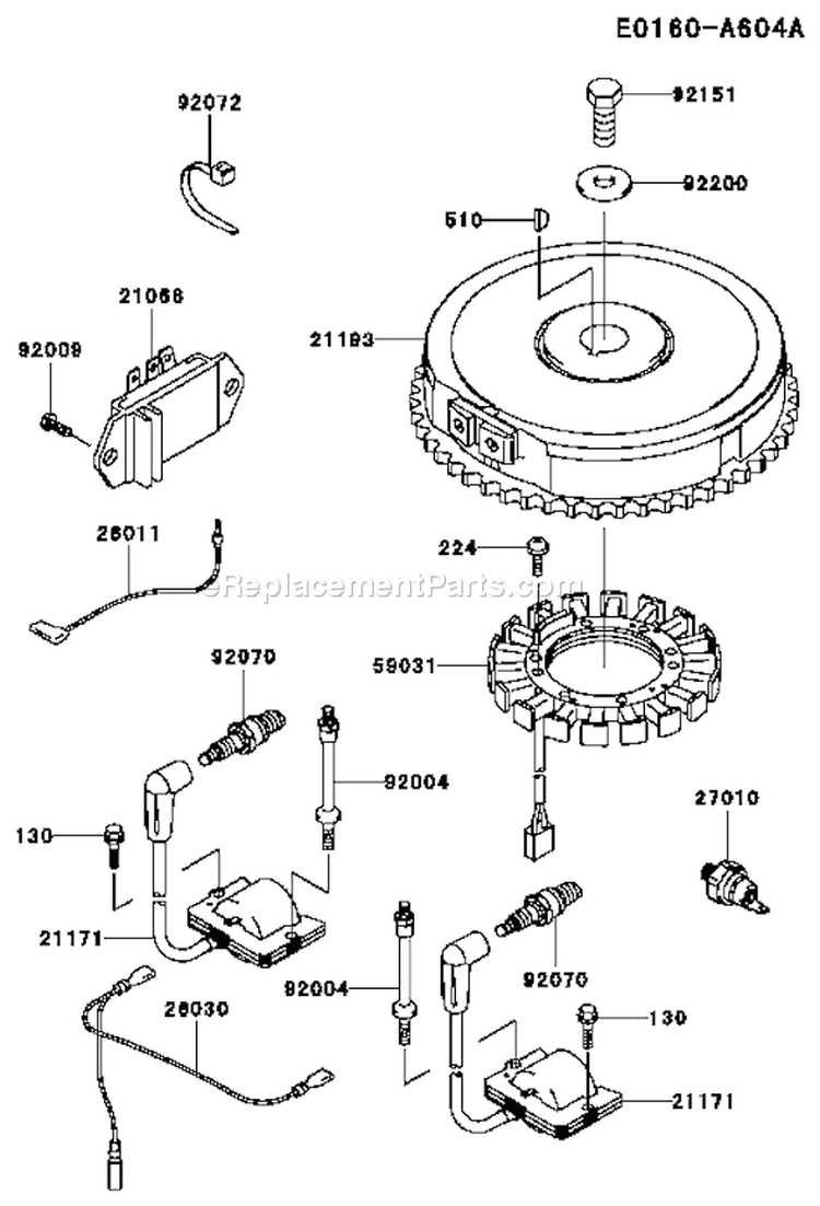 Page F Diagram and Parts List for FH500V AS18 Kawasaki Engine
