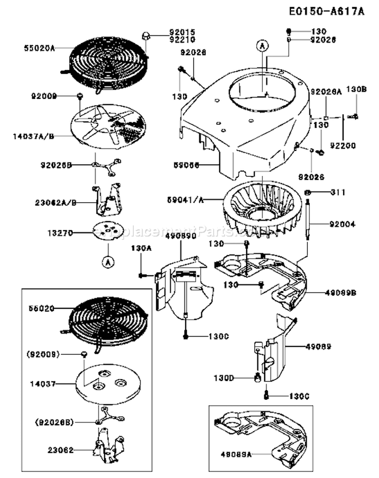 Page D Diagram and Parts List for FH500V AS15 Kawasaki Engine