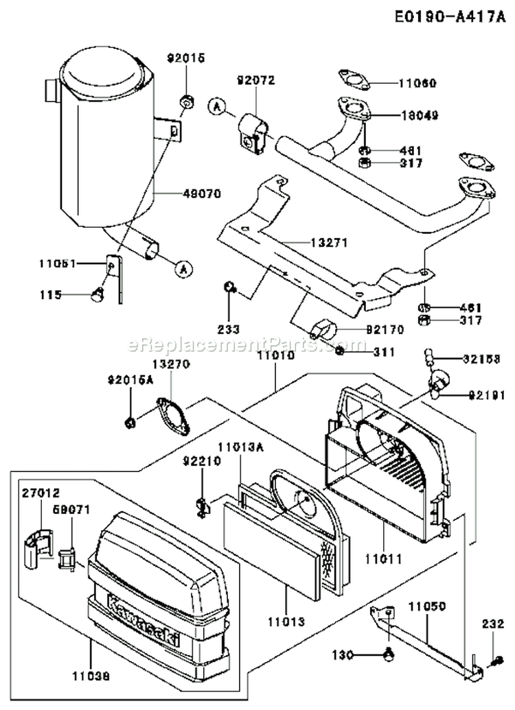 Page A Diagram and Parts List for FH500V AS21 Kawasaki Engine