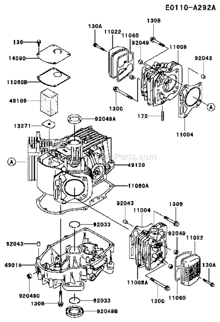 Page E Diagram and Parts List for FH500V AS25 Kawasaki Engine