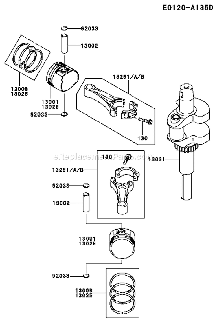 Page J Diagram and Parts List for FH500V AS23 Kawasaki Engine