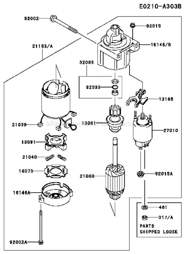 Page K Diagram and Parts List for FH500V AS26 Kawasaki Engine