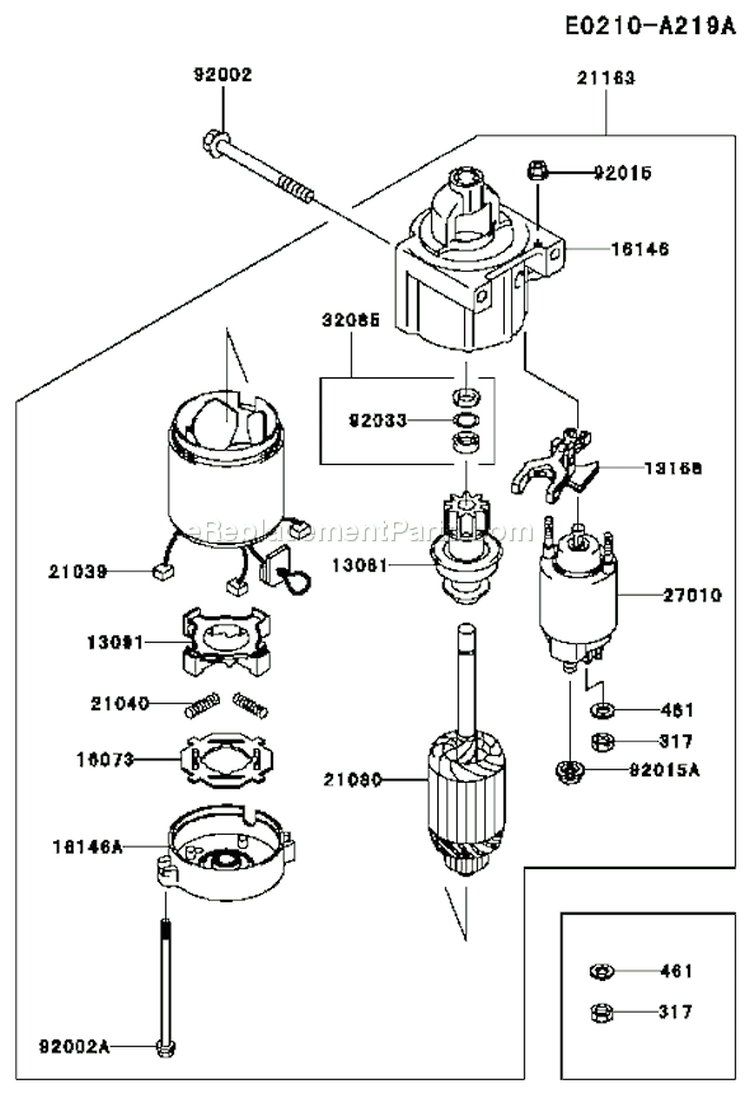Page K Diagram and Parts List for FH500V AS27 Kawasaki Engine