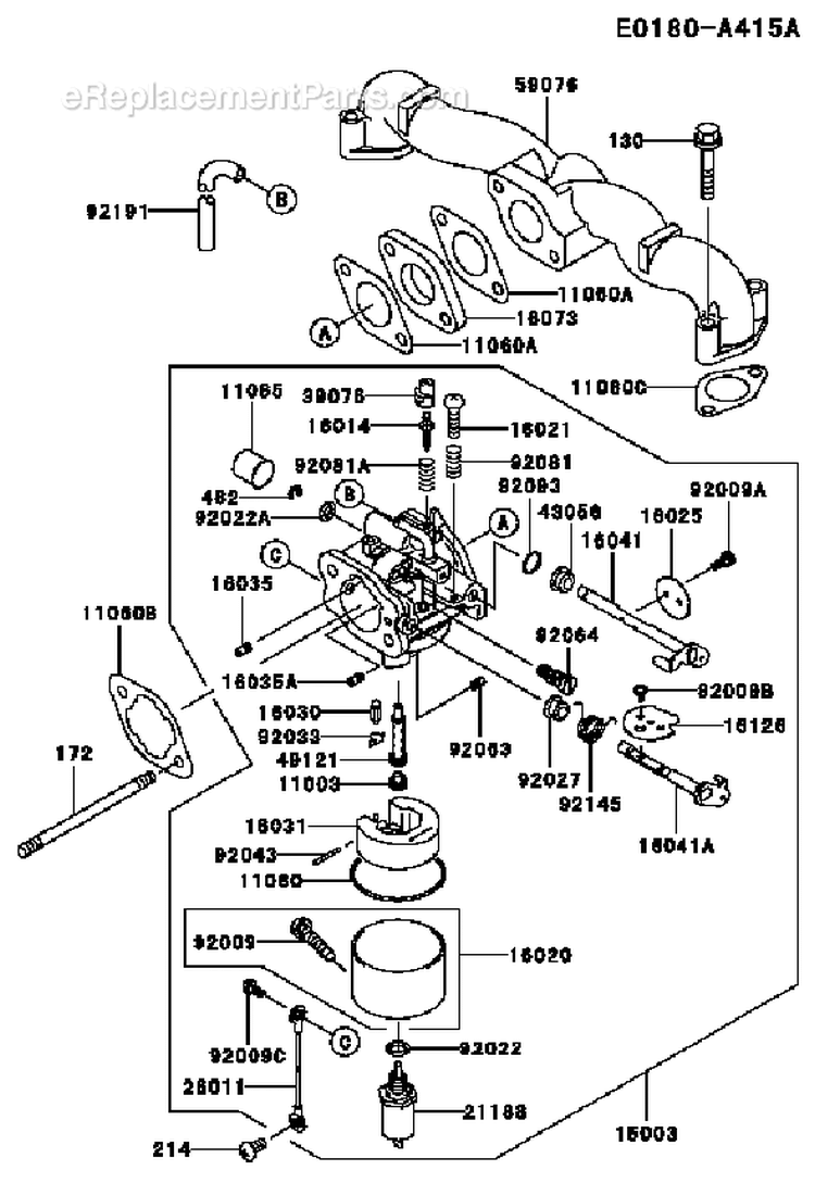 Page B Diagram and Parts List for FH500V AS27 Kawasaki Engine