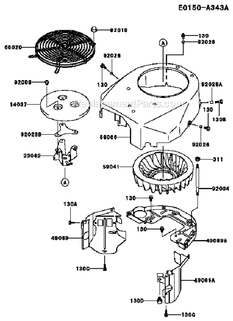 Page D Diagram and Parts List for FH500V AS27 Kawasaki Engine