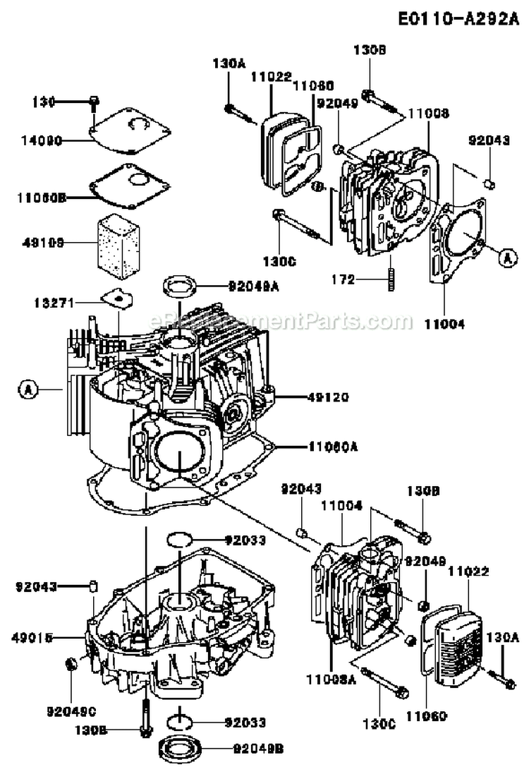 Page E Diagram and Parts List for FH500V AS27 Kawasaki Engine