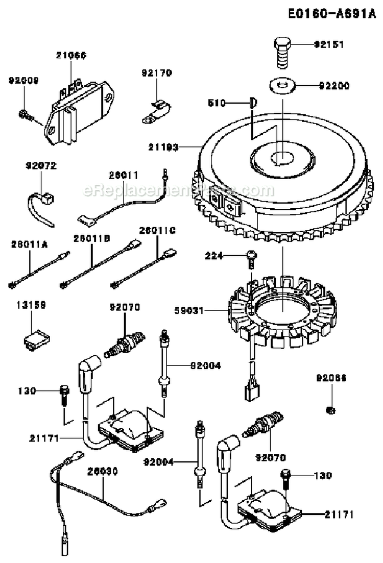 Page F Diagram and Parts List for FH500V AS27 Kawasaki Engine