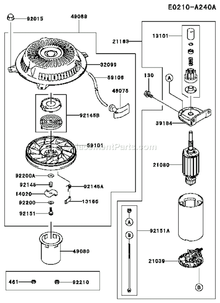 Page K Diagram and Parts List for FH500V AS30 Kawasaki Engine