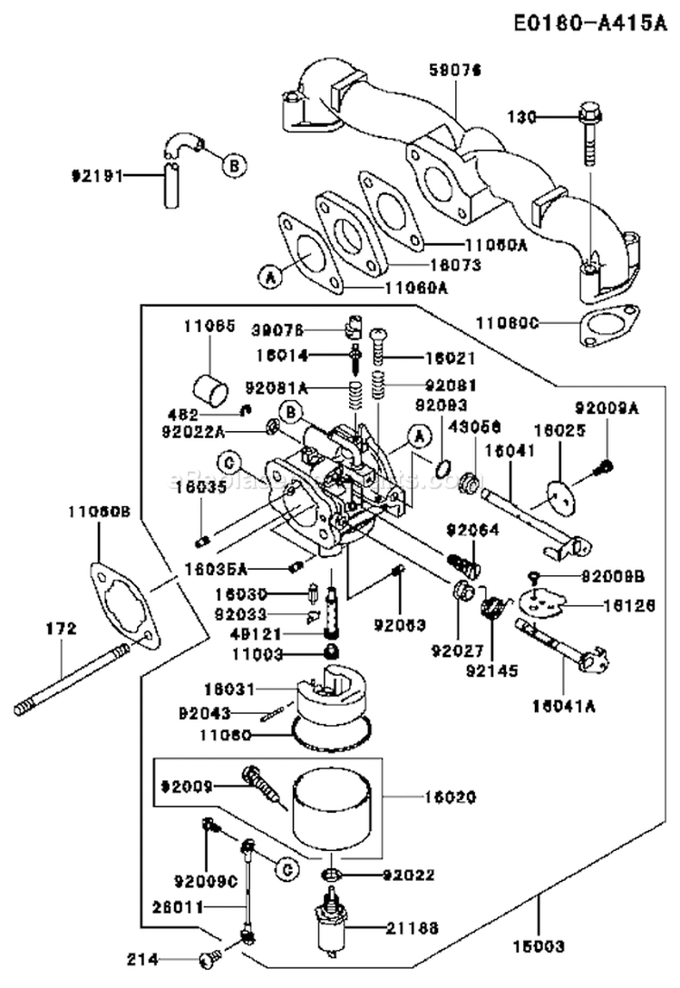 Page B Diagram and Parts List for FH500V AS21 Kawasaki Engine