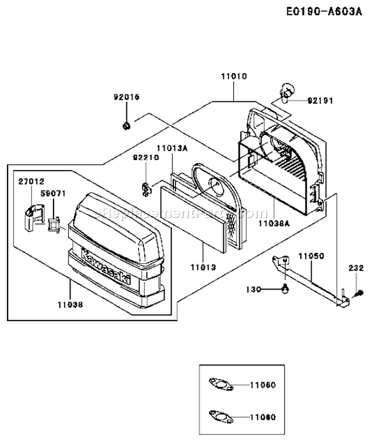 Page A Diagram and Parts List for FH500V-AS39  Kawasaki Engine