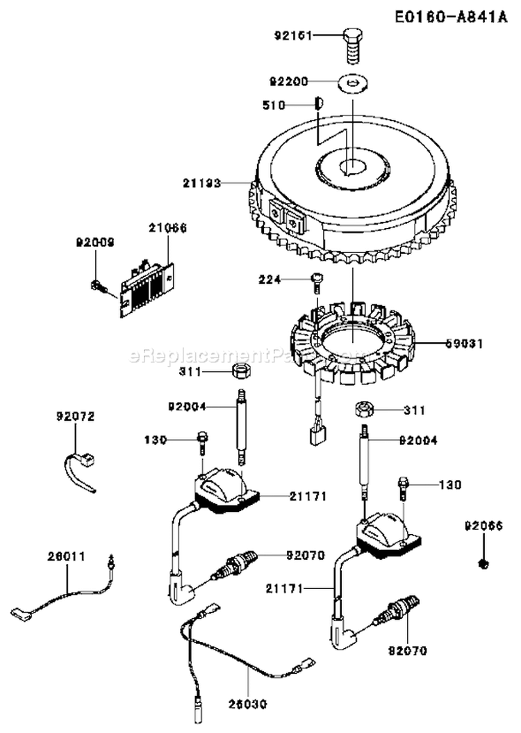 Page F Diagram and Parts List for FH500V-AS39  Kawasaki Engine
