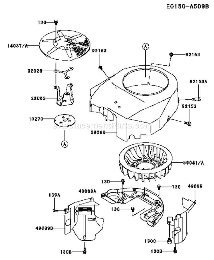 Page D Diagram and Parts List for FH500V-AS40  Kawasaki Engine