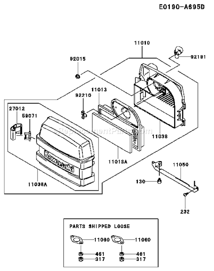 Page A Diagram and Parts List for FH500V BS00 Kawasaki Engine
