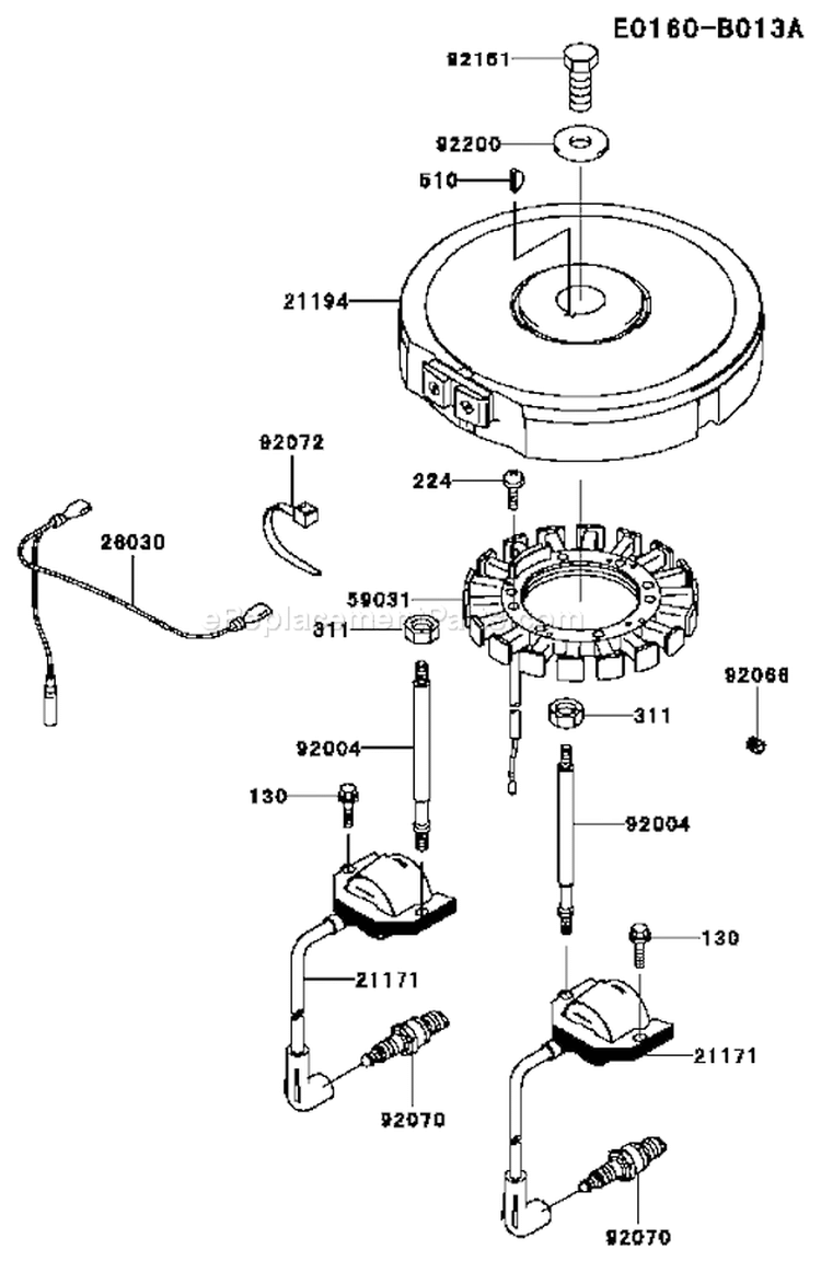 Page F Diagram and Parts List for FH500V BS02 Kawasaki Engine