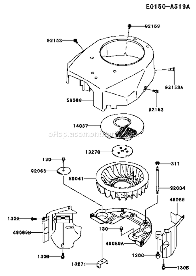Page D Diagram and Parts List for FH451V AS11 Kawasaki Engine
