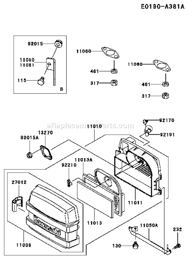 Page A Diagram and Parts List for FH500V BS04 Kawasaki Engine