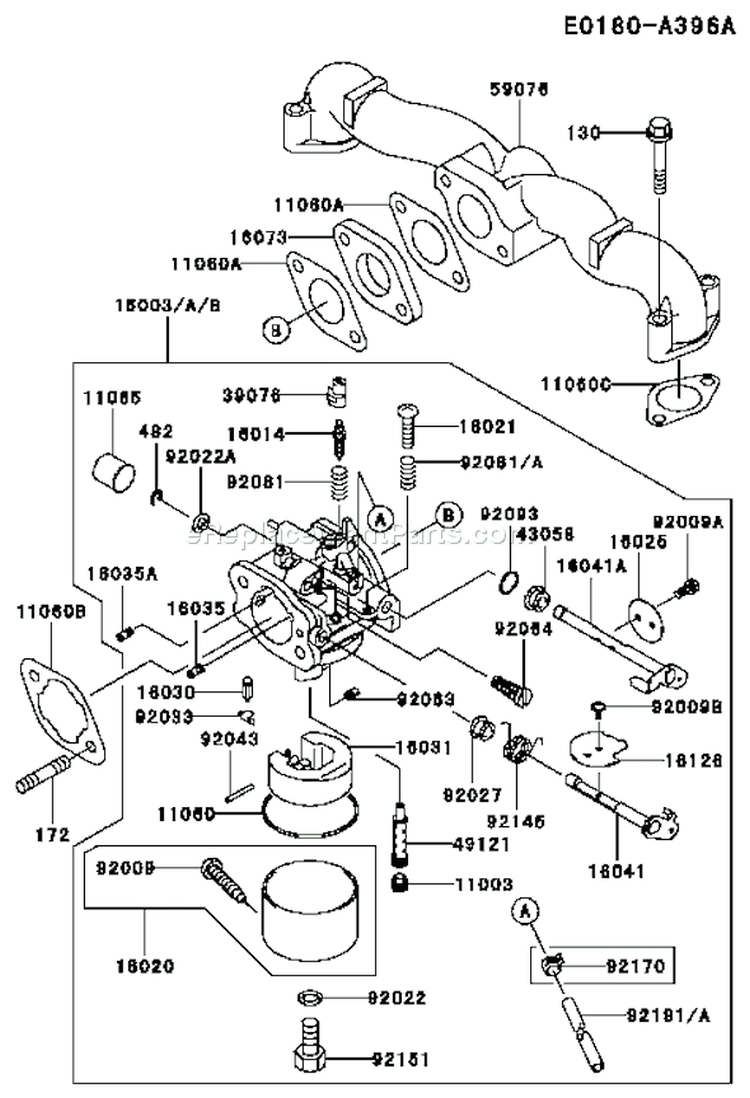 Page B Diagram and Parts List for FH500V BS04 Kawasaki Engine