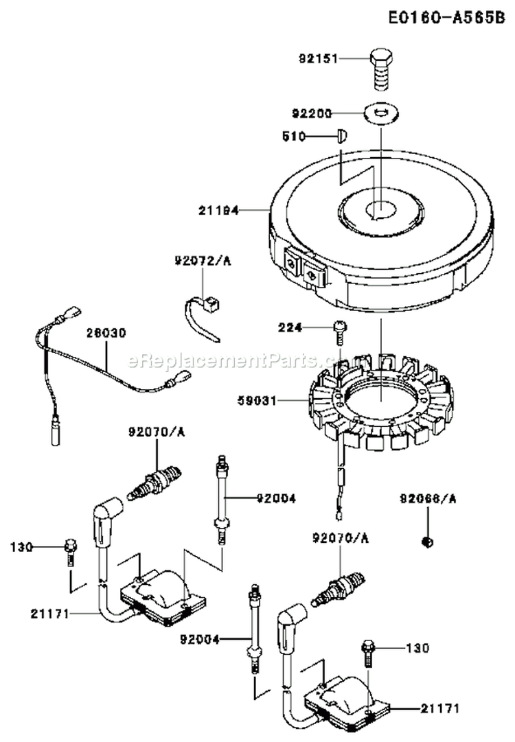 Page F Diagram and Parts List for FH500V BS04 Kawasaki Engine