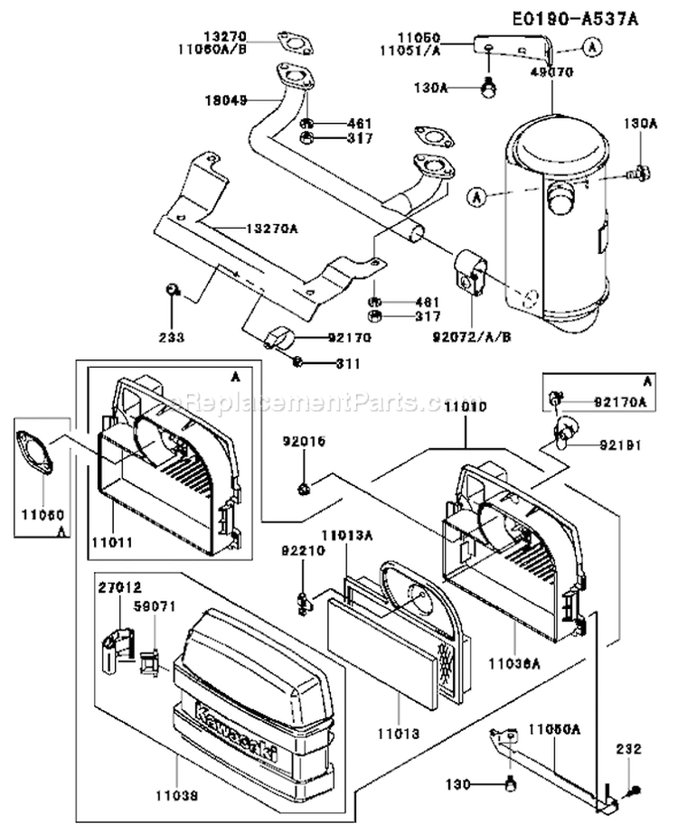 Page A Diagram and Parts List for FH500V BS06 Kawasaki Engine