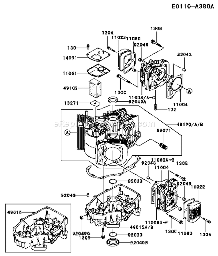 Page E Diagram and Parts List for FH500V BS06 Kawasaki Engine