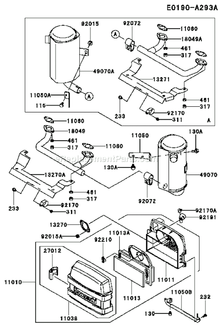 Page A Diagram and Parts List for FH500V BS09 Kawasaki Engine