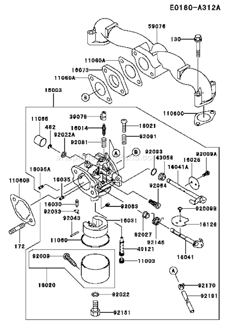 Page B Diagram and Parts List for FH500V AS02 Kawasaki Engine